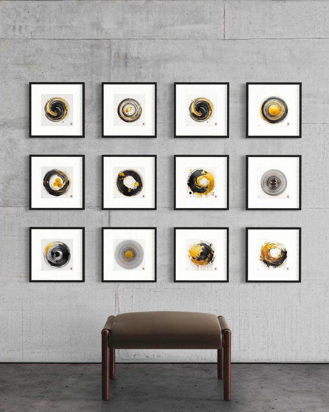 Goldene Edition-ZEN-Kunstwerke in einem eleganten Raum